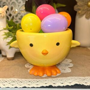 Vintage Hallmark Easter decor yellow chick bowl candy dish cereal planter 7"x5"